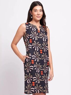 Foil- 100% linen sun-sational mod floral t shirt mini dress in size 4